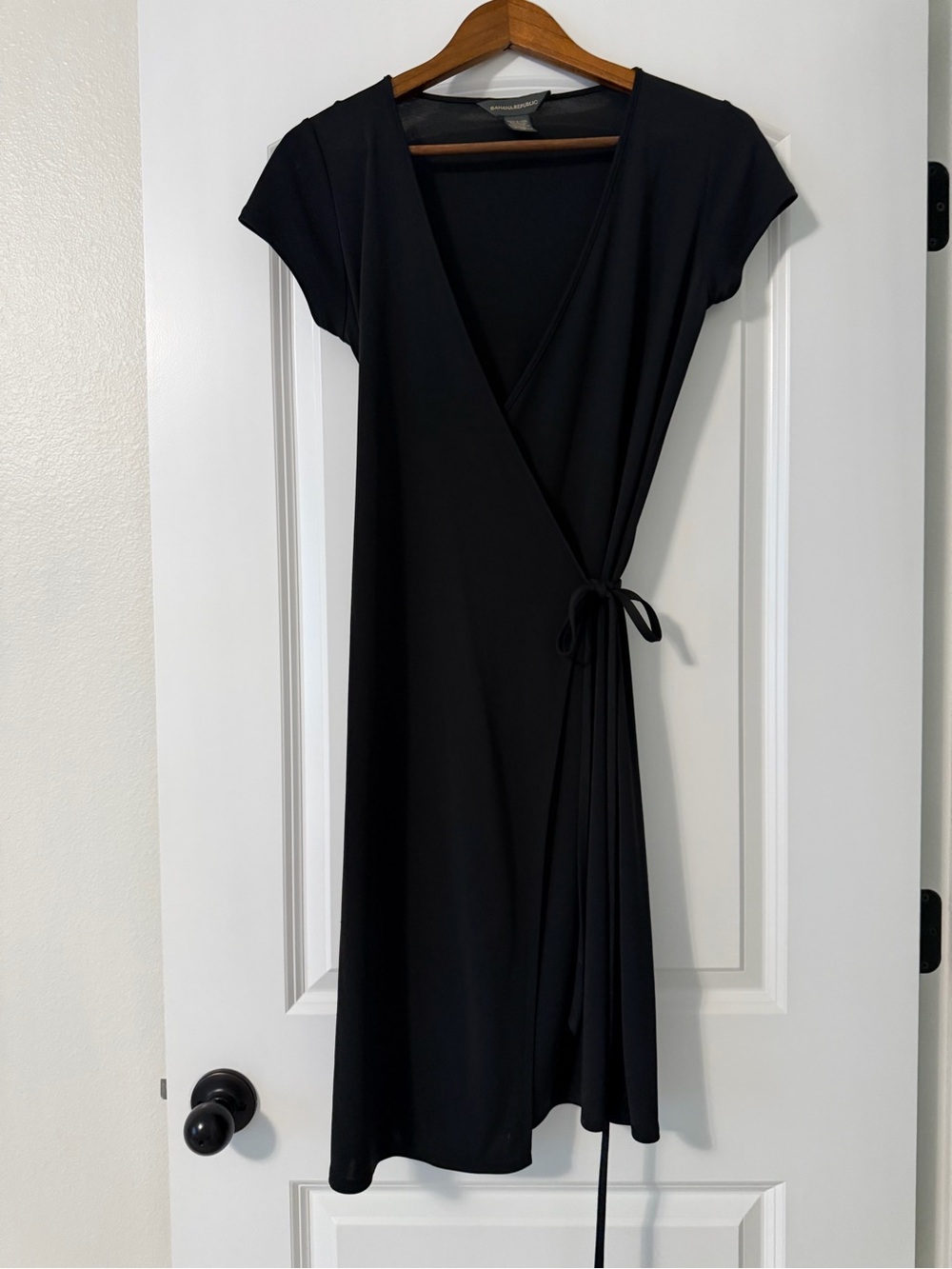 Banana Republic Black Wrap Midi Dress with Side Tie